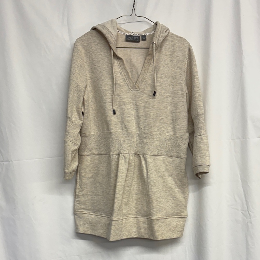 MOTTO Beige Hooded Sweatshirt Top Size M